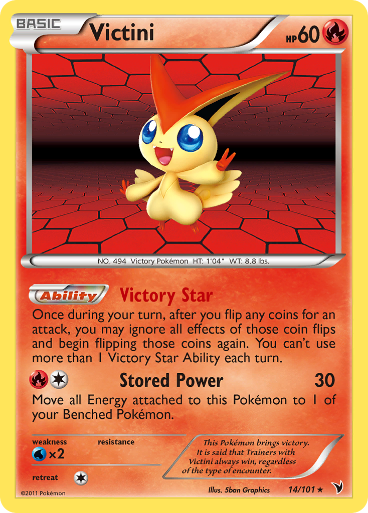 Victini 14/101 NVI Noble Victories Pokemon Holo Lightly Played