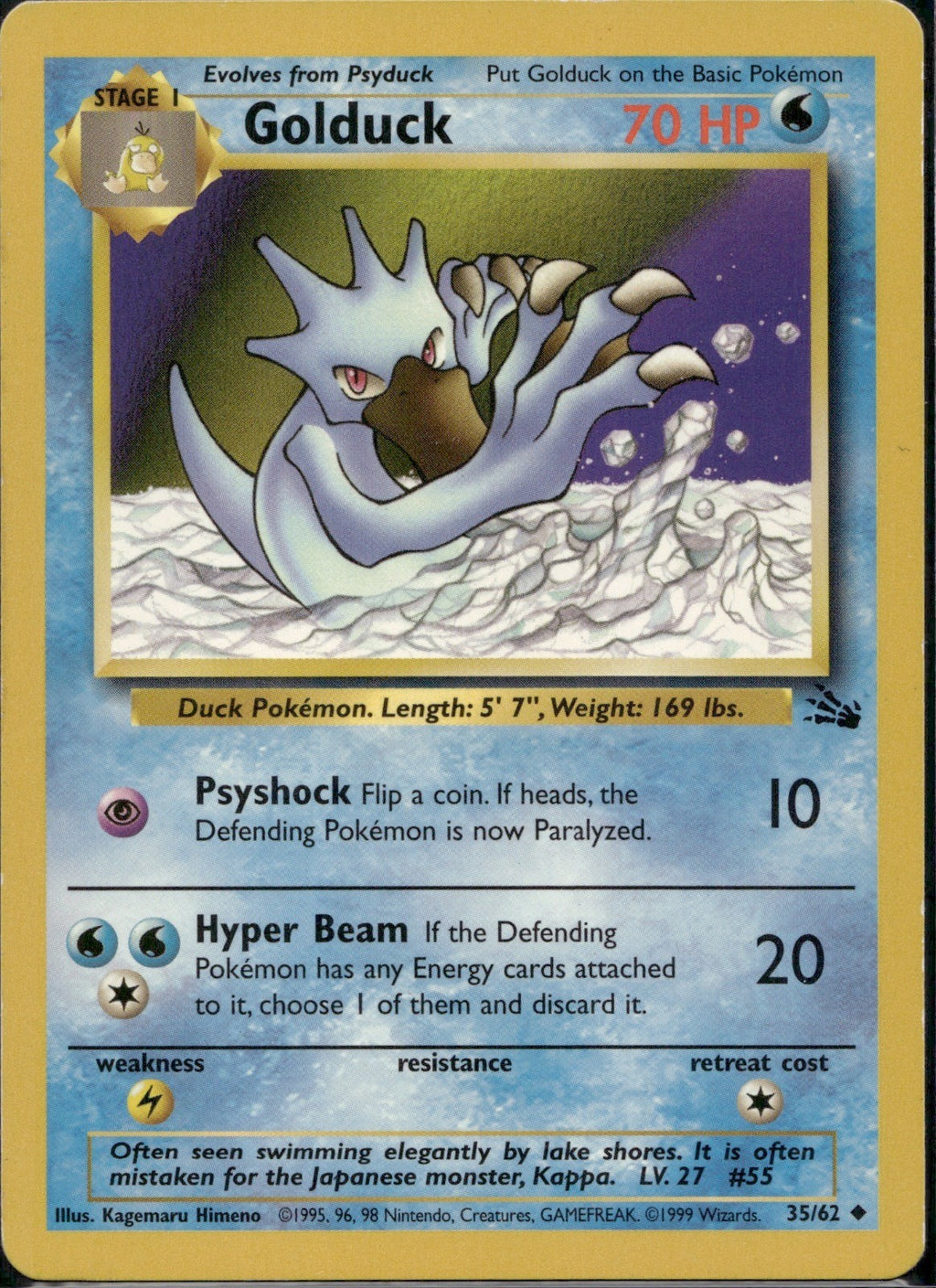 Golduck 35/62 FO Fossil Pokemon Unlimited Lightly Played