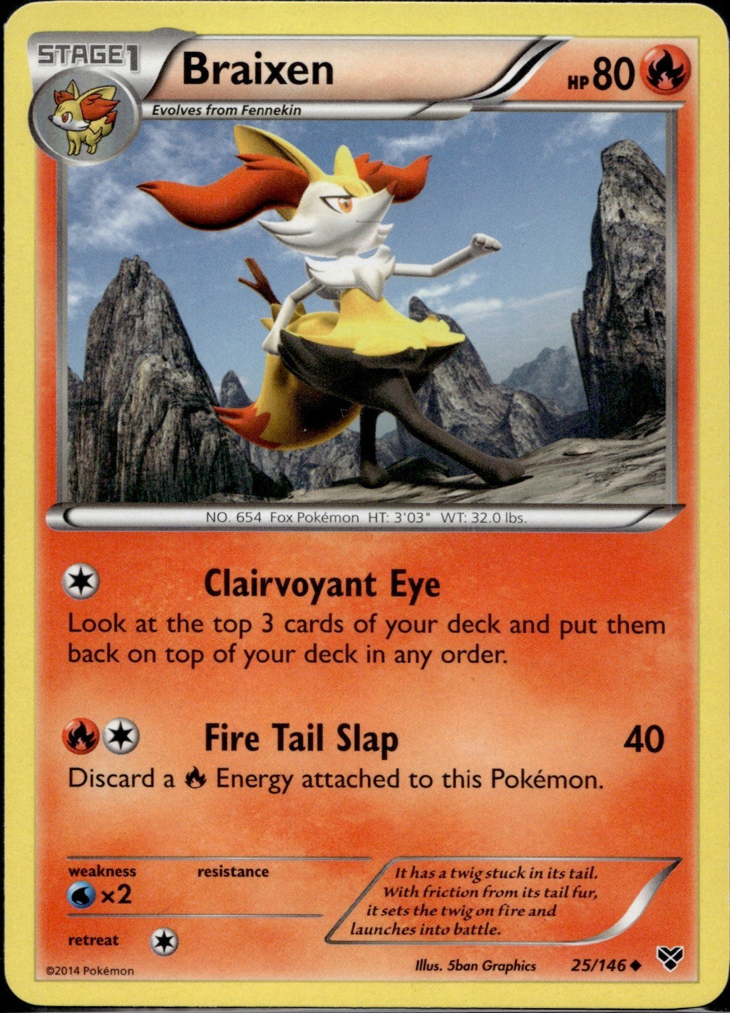Braixen 25/146 XY XY Base Set Pokemon Lightly Played