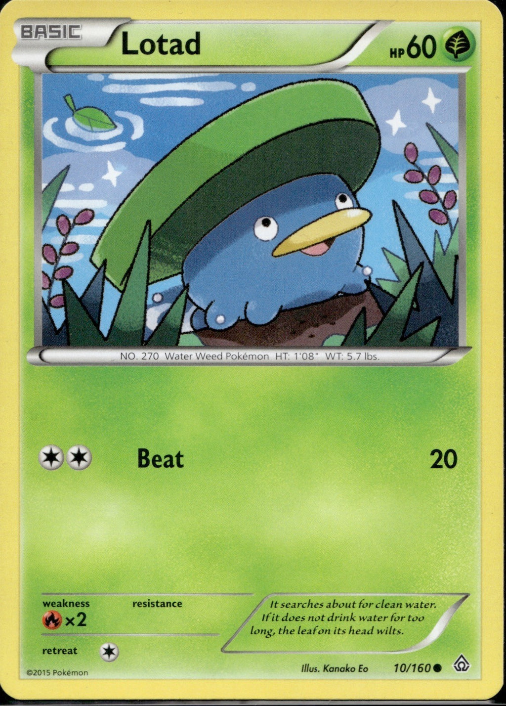 Lotad 10/160 PRC Primal Clash Pokemon Lightly Played