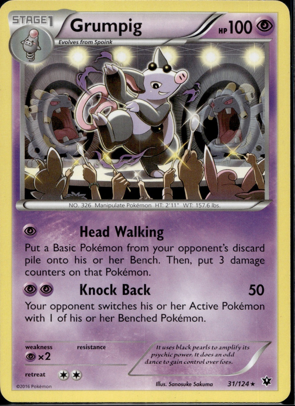 Grumpig 31/124 FCO Fates Collide Pokemon Lightly Played
