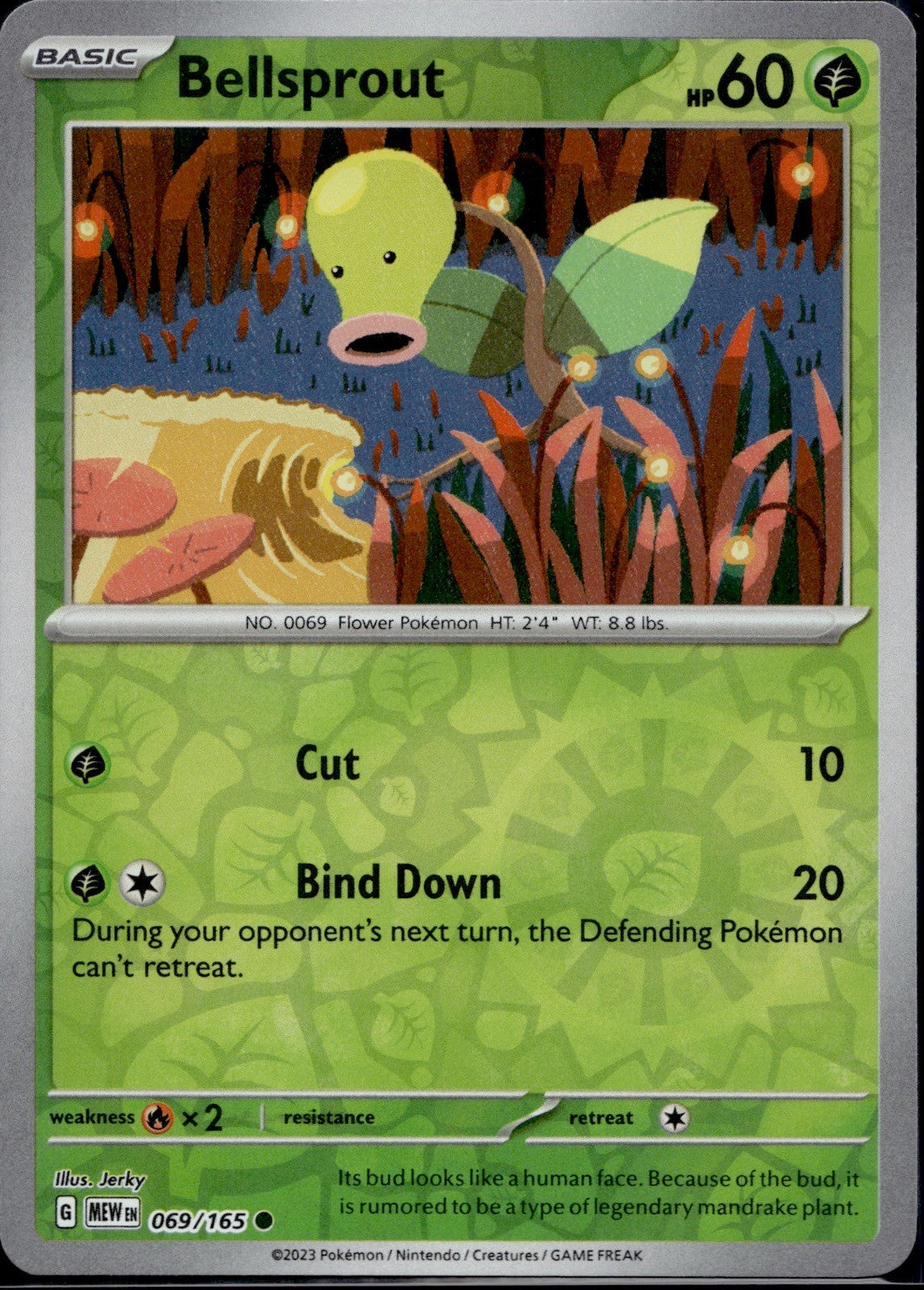 Bellsprout 069/165 MEW 151 Pokemon Reverse Holo Near Mint