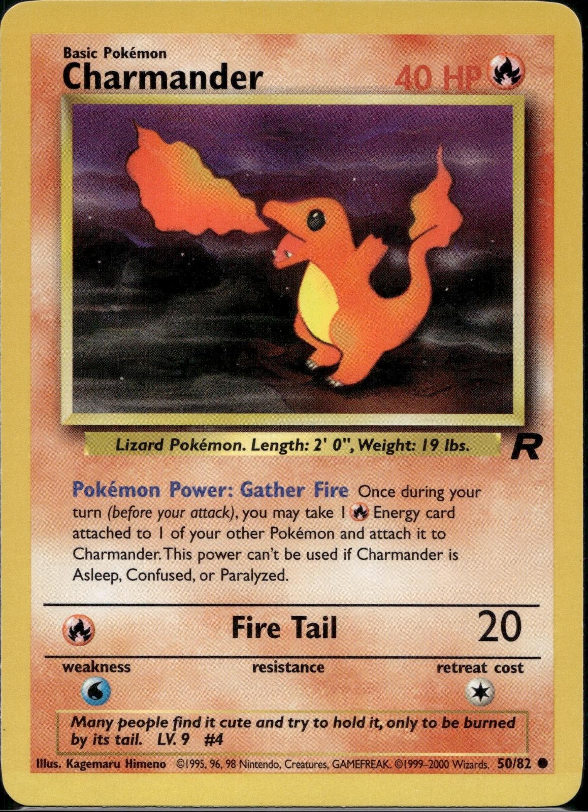 Charmander 50/82 TR Team Rocket Pokemon Unlimited Lightly Played
