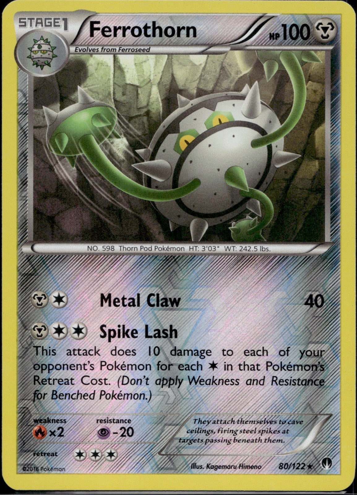Ferrothorn 80/122 BKP BREAKpoint Pokemon Reverse Holo Lightly Played