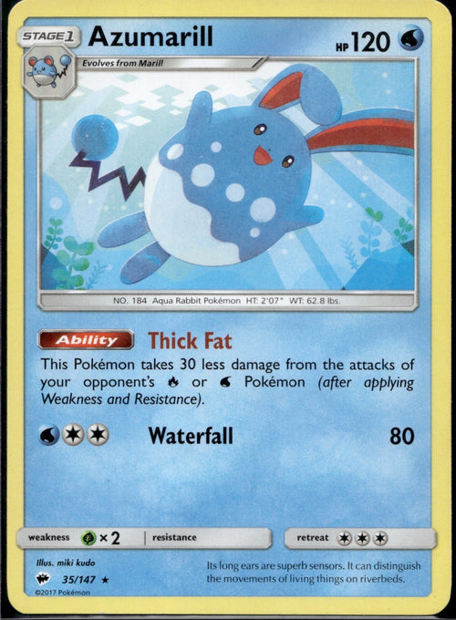 Azumarill 35/147 BUS Burning Shadows Pokemon Lightly Played