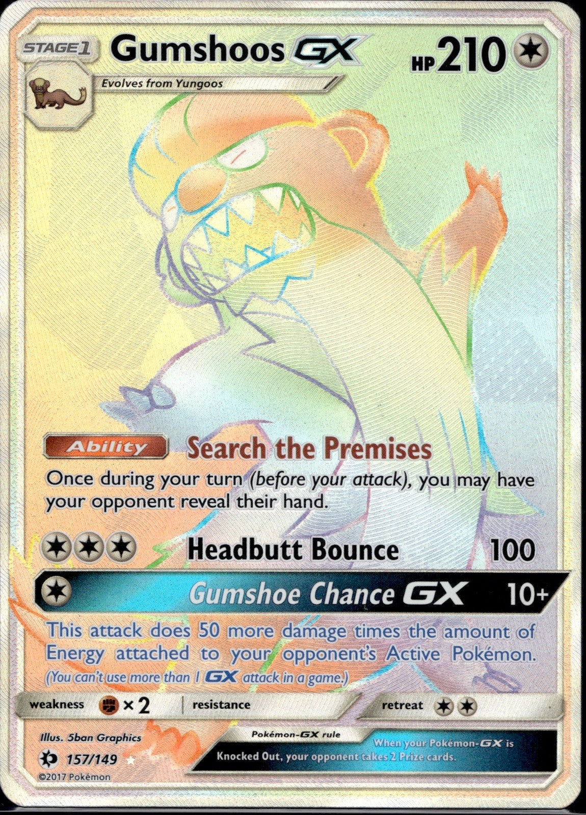 Gumshoos GX 157/149 SM01 SM Base Set Pokemon Holo Lightly Played