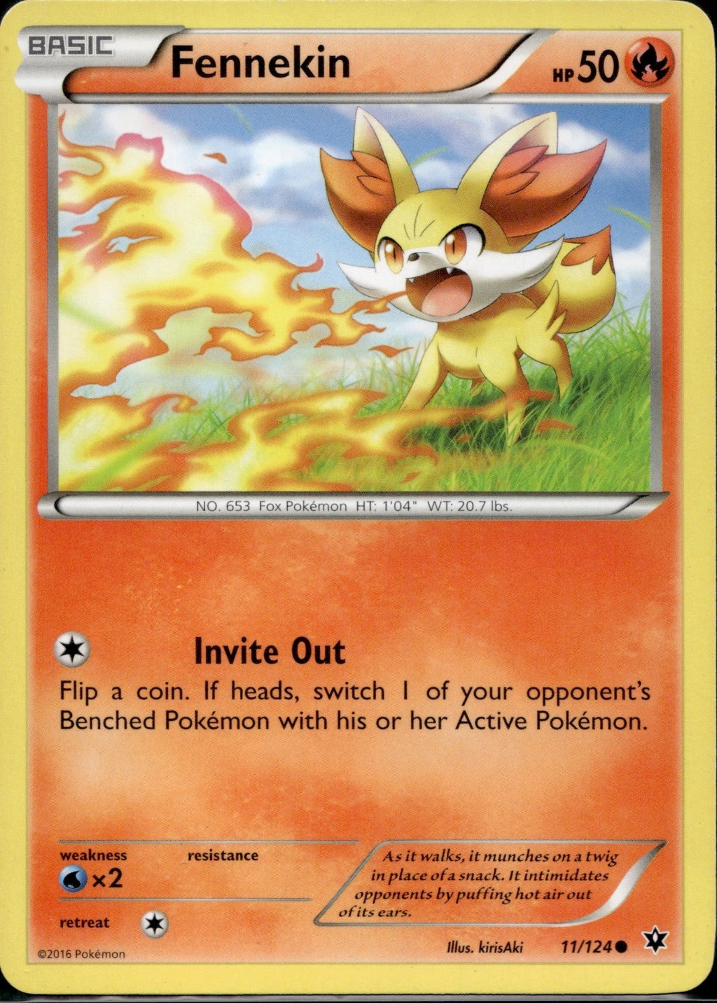 Fennekin 11/124 FCO Fates Collide Pokemon Lightly Played