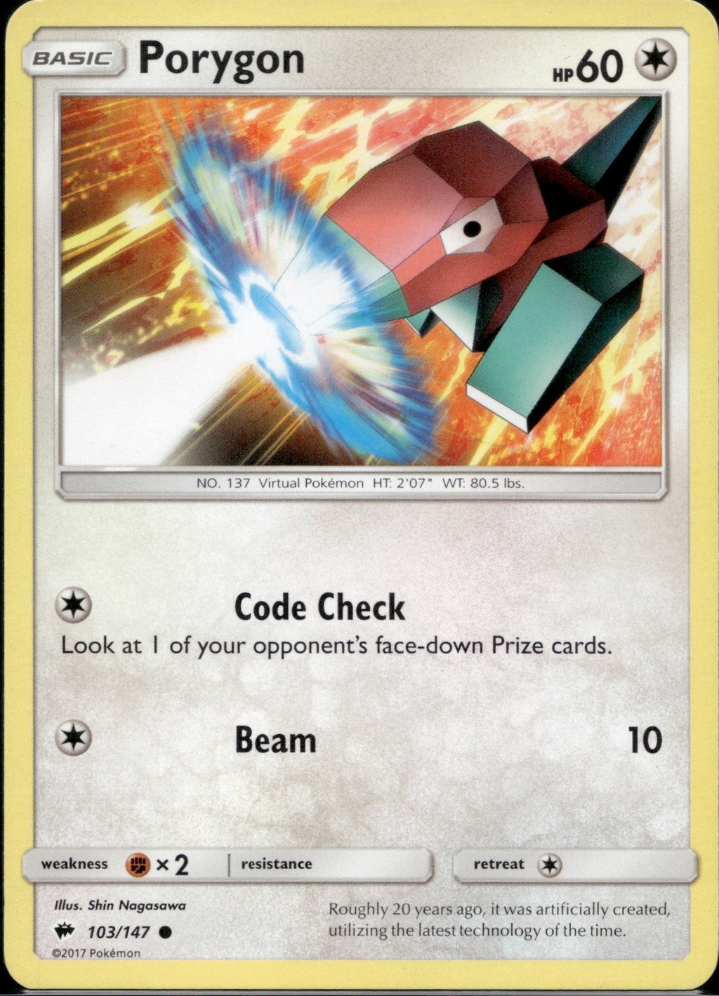 Porygon 103/147 BUS Burning Shadows Pokemon Lightly Played