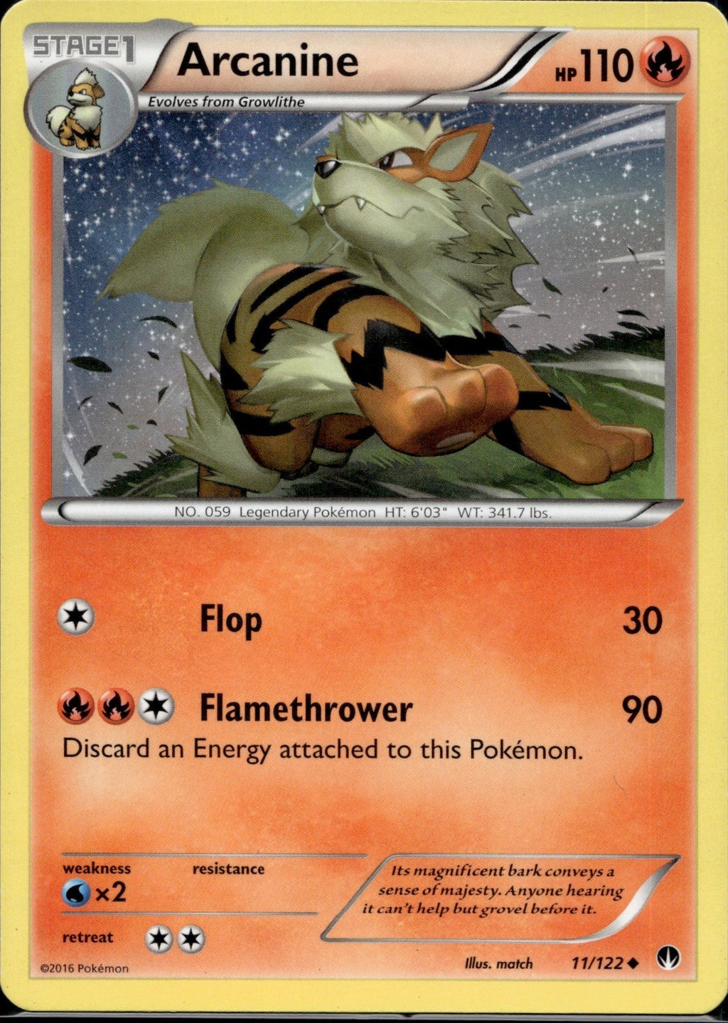 Arcanine 11/122 BKP BREAKpoint Pokemon Lightly Played