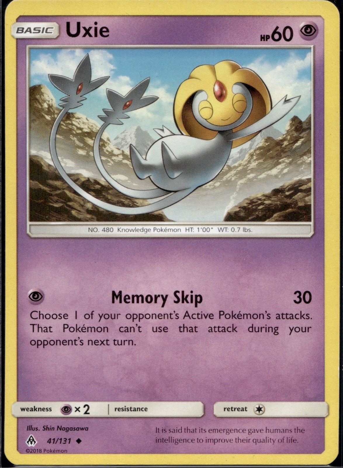Uxie 41/131 FLI Forbidden Light Pokemon Lightly Played