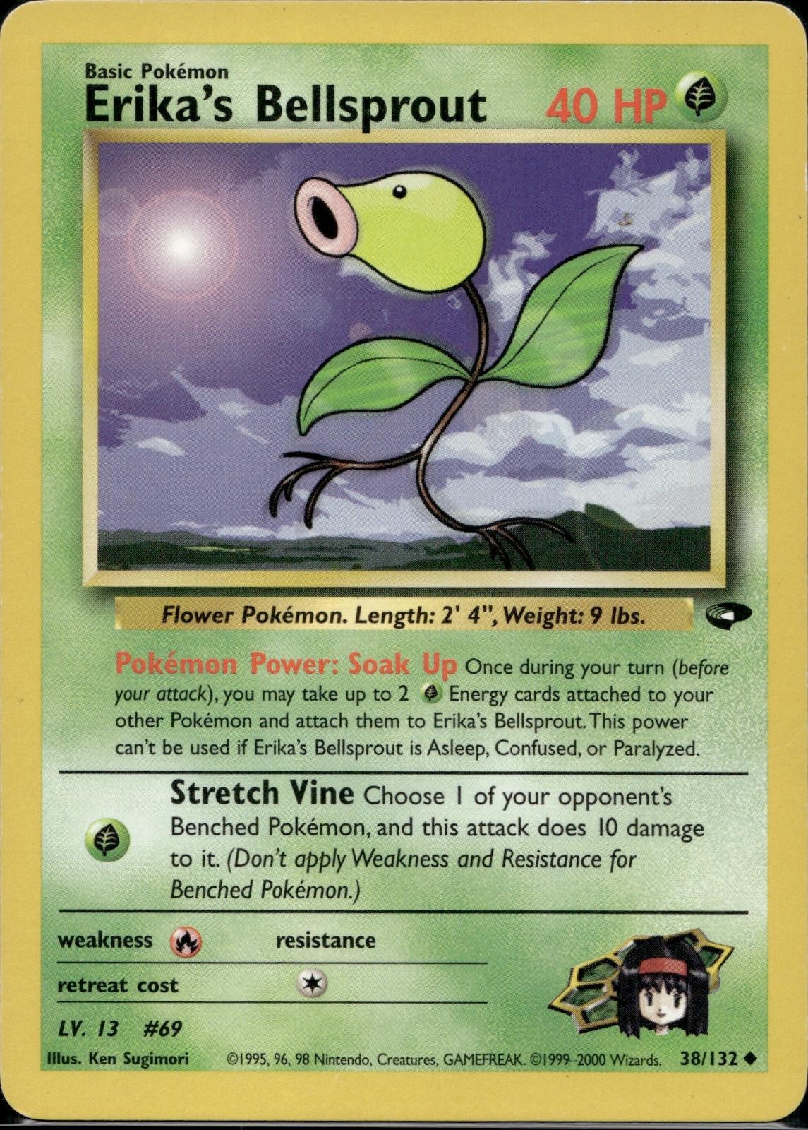 Erika's Bellsprout 38/132 G2 Gym Challenge Pokemon Unlimited Lightly Played