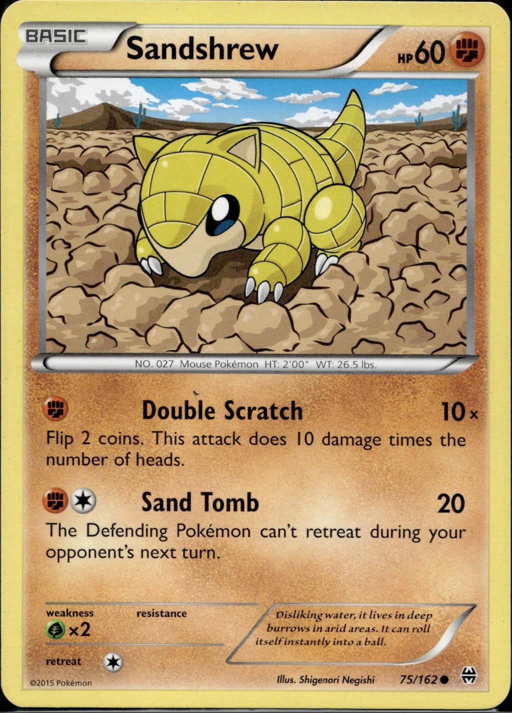 Sandshrew 75/162 BKT BREAKthrough Pokemon Lightly Played