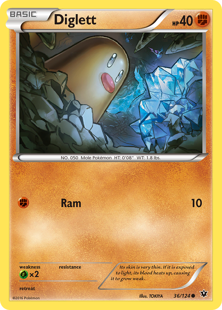 Diglett 36/124 FCO Fates Collide Pokemon Lightly Played