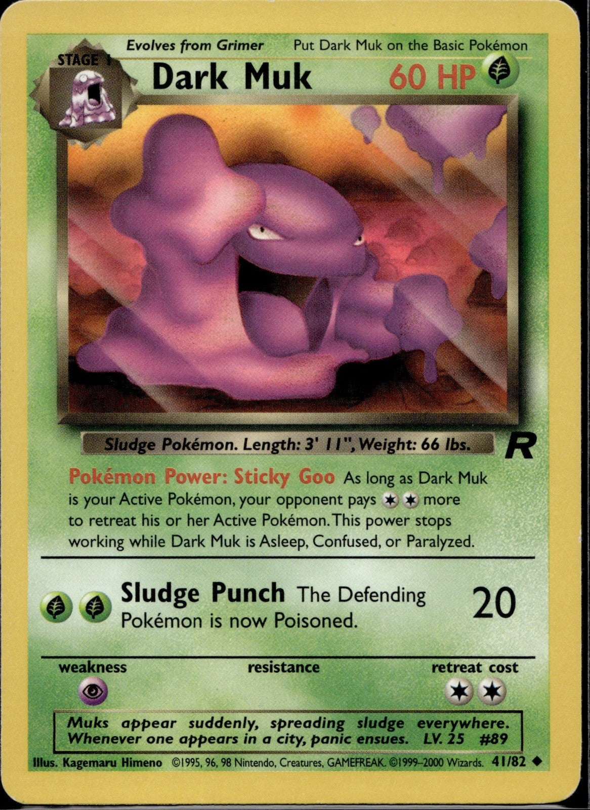 Dark Muk 41/82 TR Team Rocket Pokemon Unlimited Lightly Played