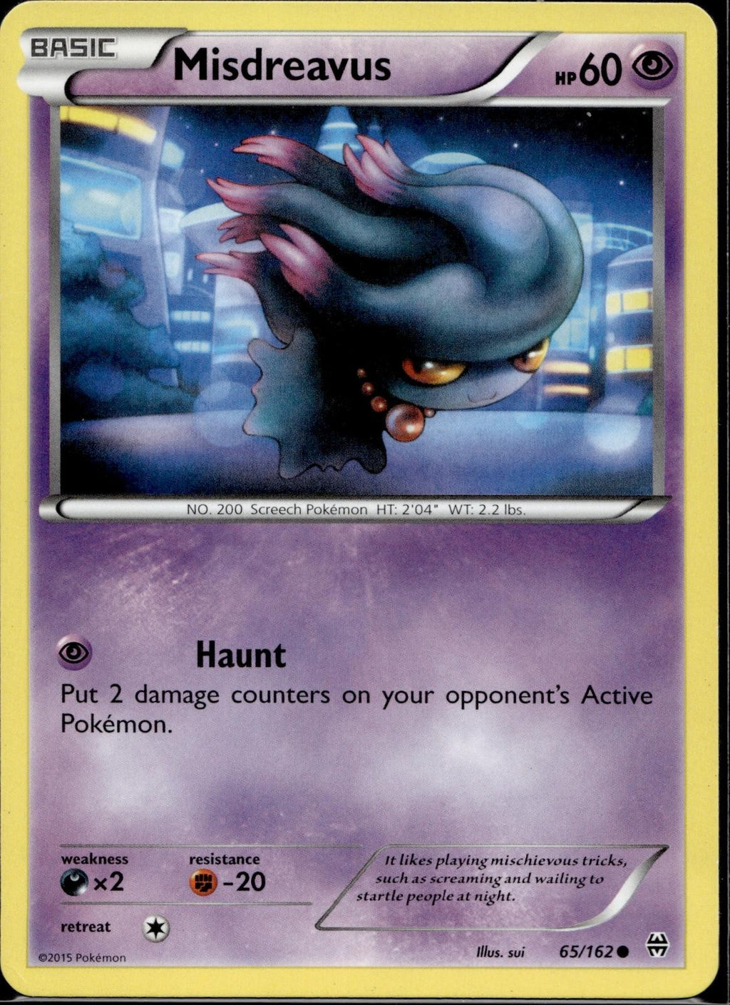 Misdreavus 65/162 BKT BREAKthrough Pokemon Lightly Played