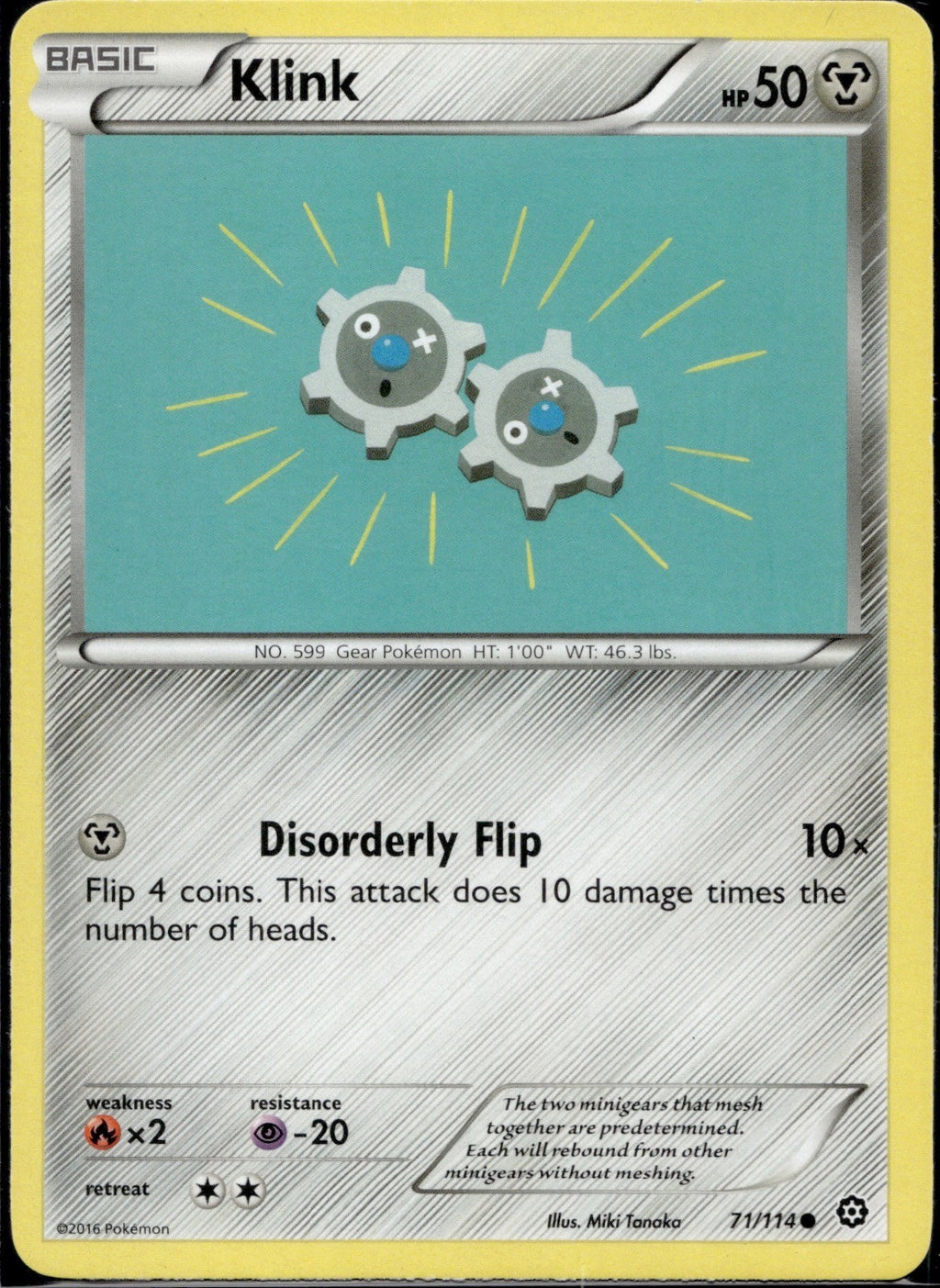 Klink 71/114 STS Steam Siege Pokemon Lightly Played