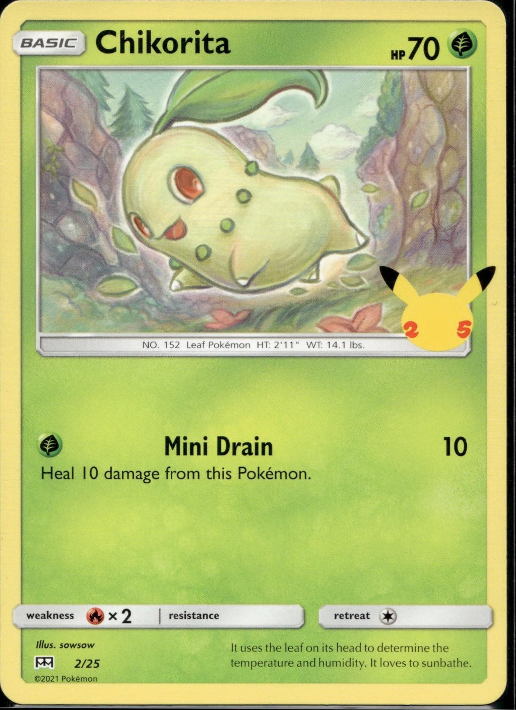 Chikorita 002/025 MCD21 McDonald's 25th Anniversary Promos Pokemon LP