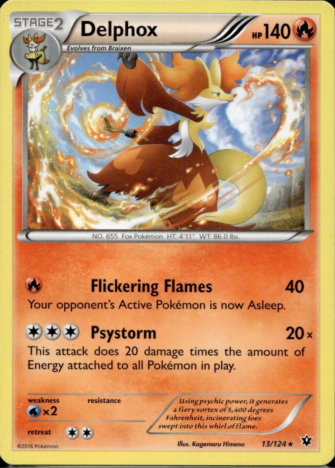 Delphox (XY Fates Collide) 13/124 PR Deck Exclusives Pokemon Lightly Played