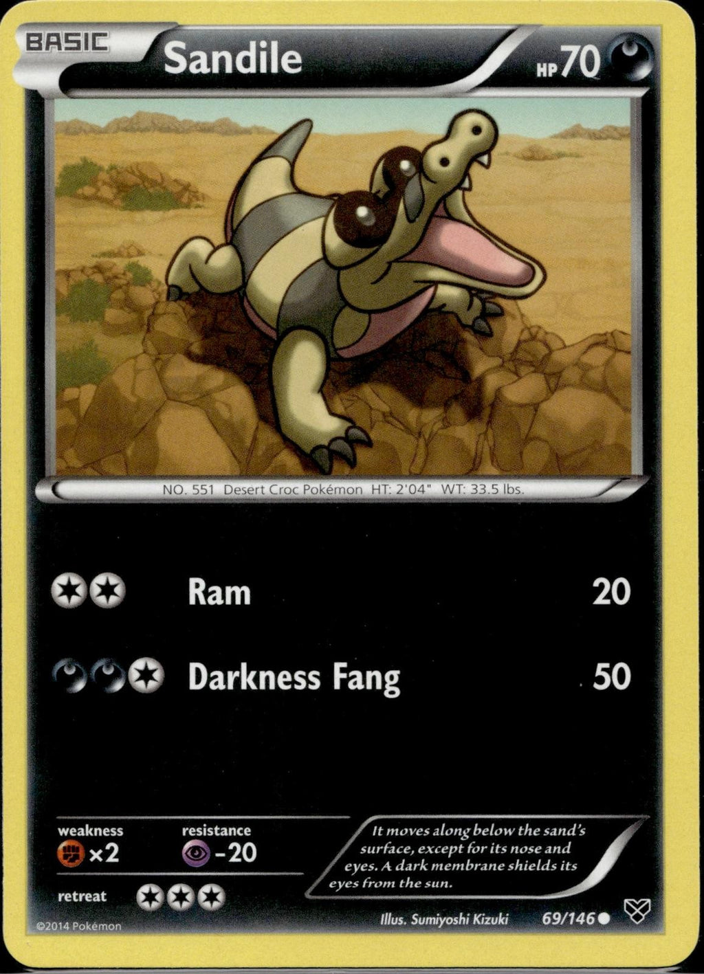 Sandile 69/146 XY XY Base Set Pokemon Lightly Played