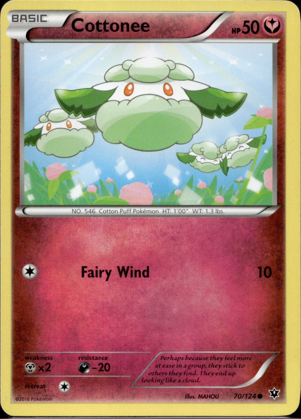Cottonee 70/124 FCO Fates Collide Pokemon Lightly Played