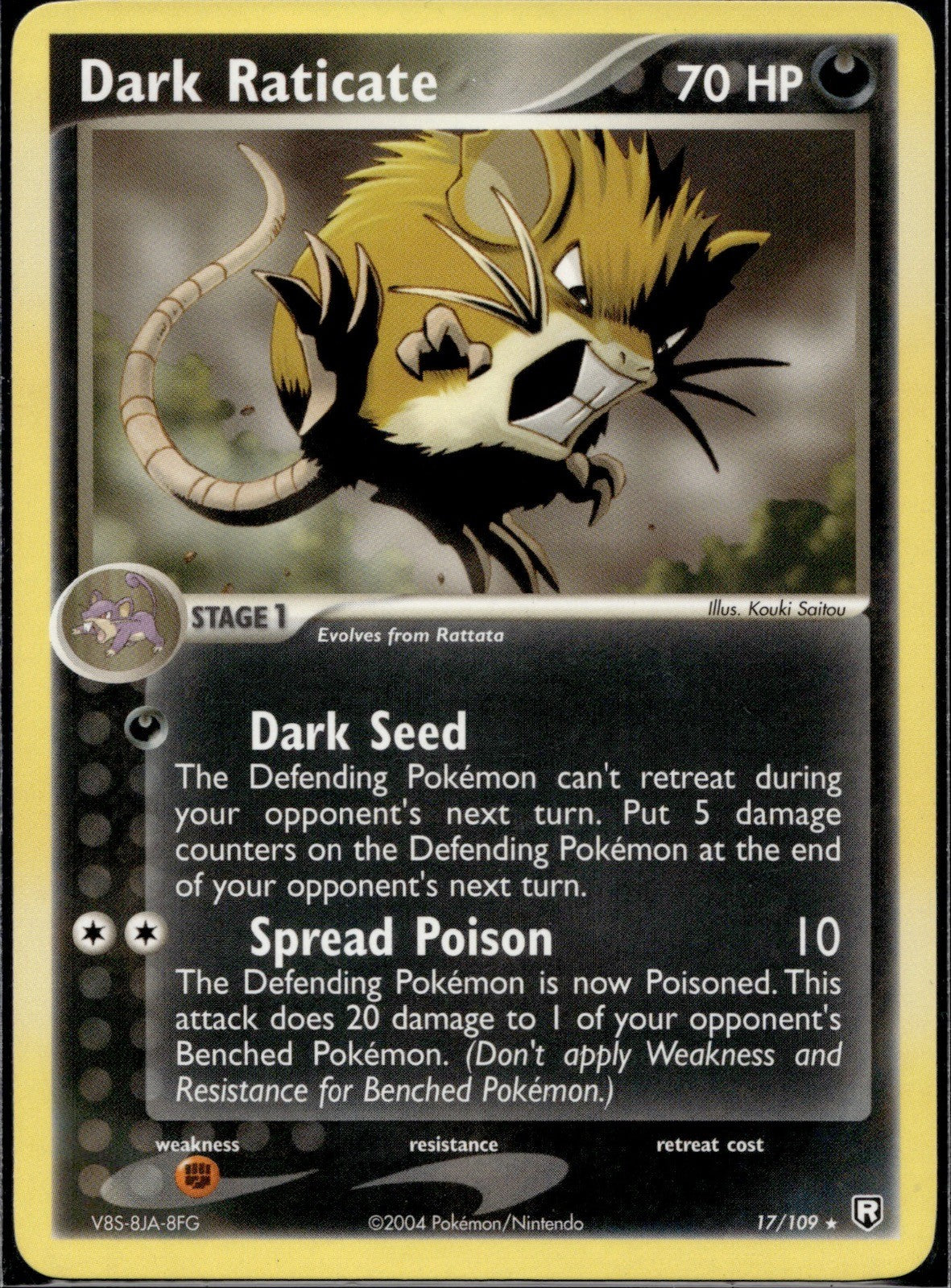 Dark Raticate 17/109 TRR Team Rocket Returns Pokemon Lightly Played