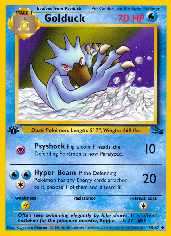 Golduck 35/62 FO Fossil Pokemon Unlimited Lightly Played