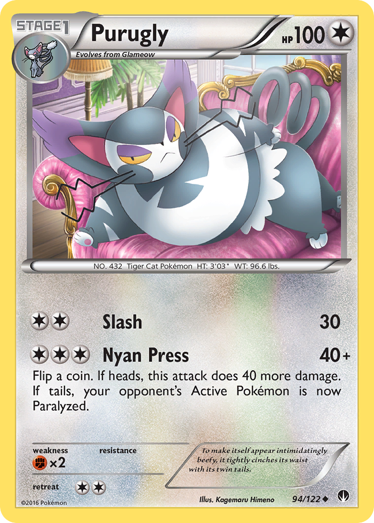 Purugly 94/122 BKP BREAKpoint Pokemon Lightly Played