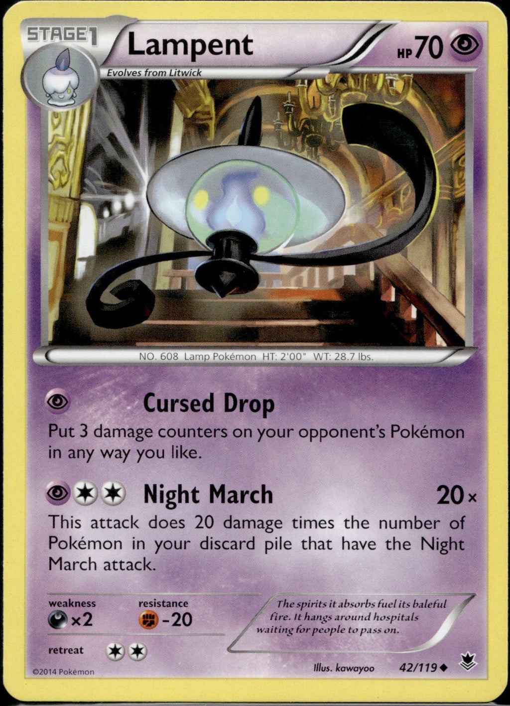 Lampent 42/119 PHF Phantom Forces Pokemon Lightly Played