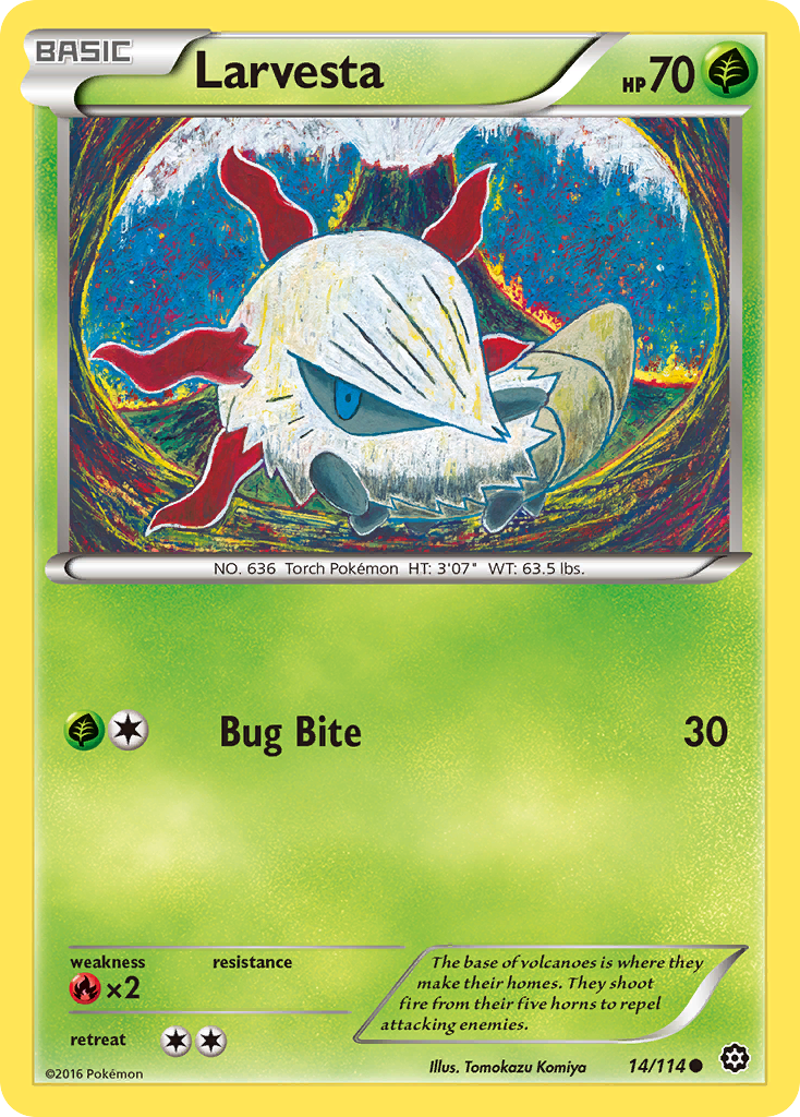 Larvesta 14/114 STS Steam Siege Pokemon Lightly Played