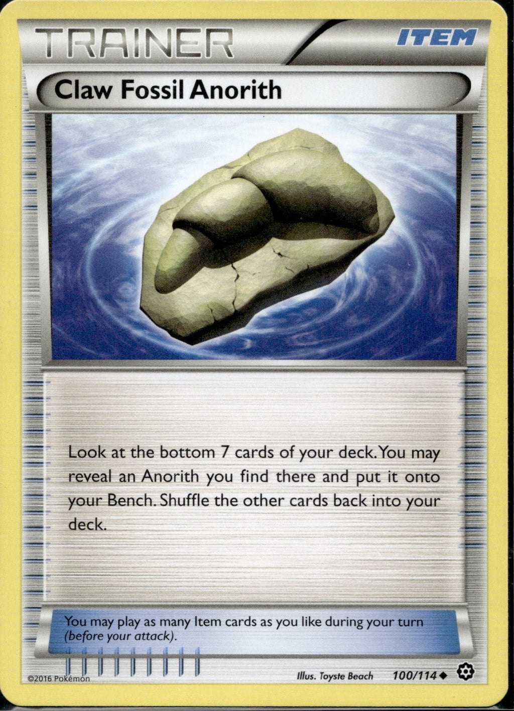 Claw Fossil Anorith 100/114 STS Steam Siege Pokemon Lightly Played