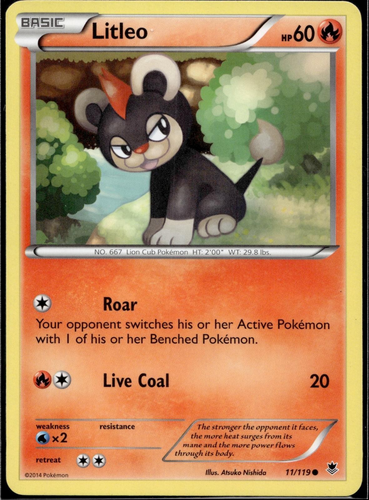 Litleo 11/119 PHF Phantom Forces Pokemon Lightly Played