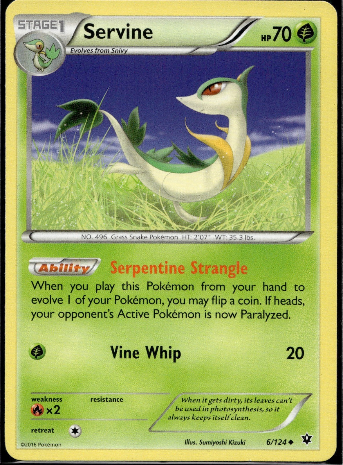 Servine 6/124 FCO Fates Collide Pokemon Lightly Played