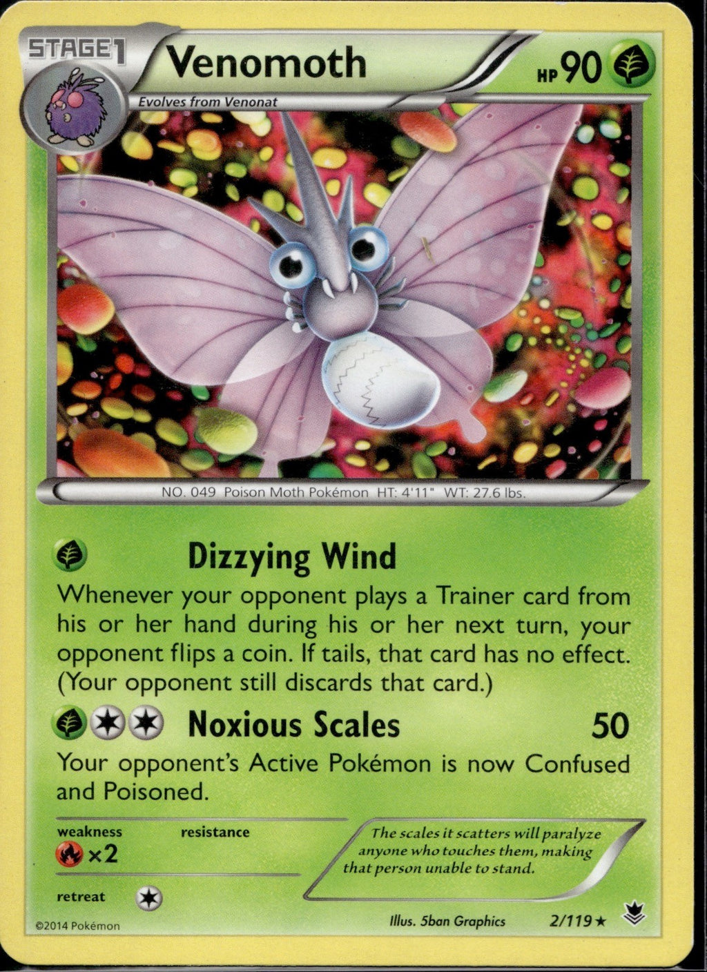 Venomoth 2/119 PHF Phantom Forces Pokemon Lightly Played