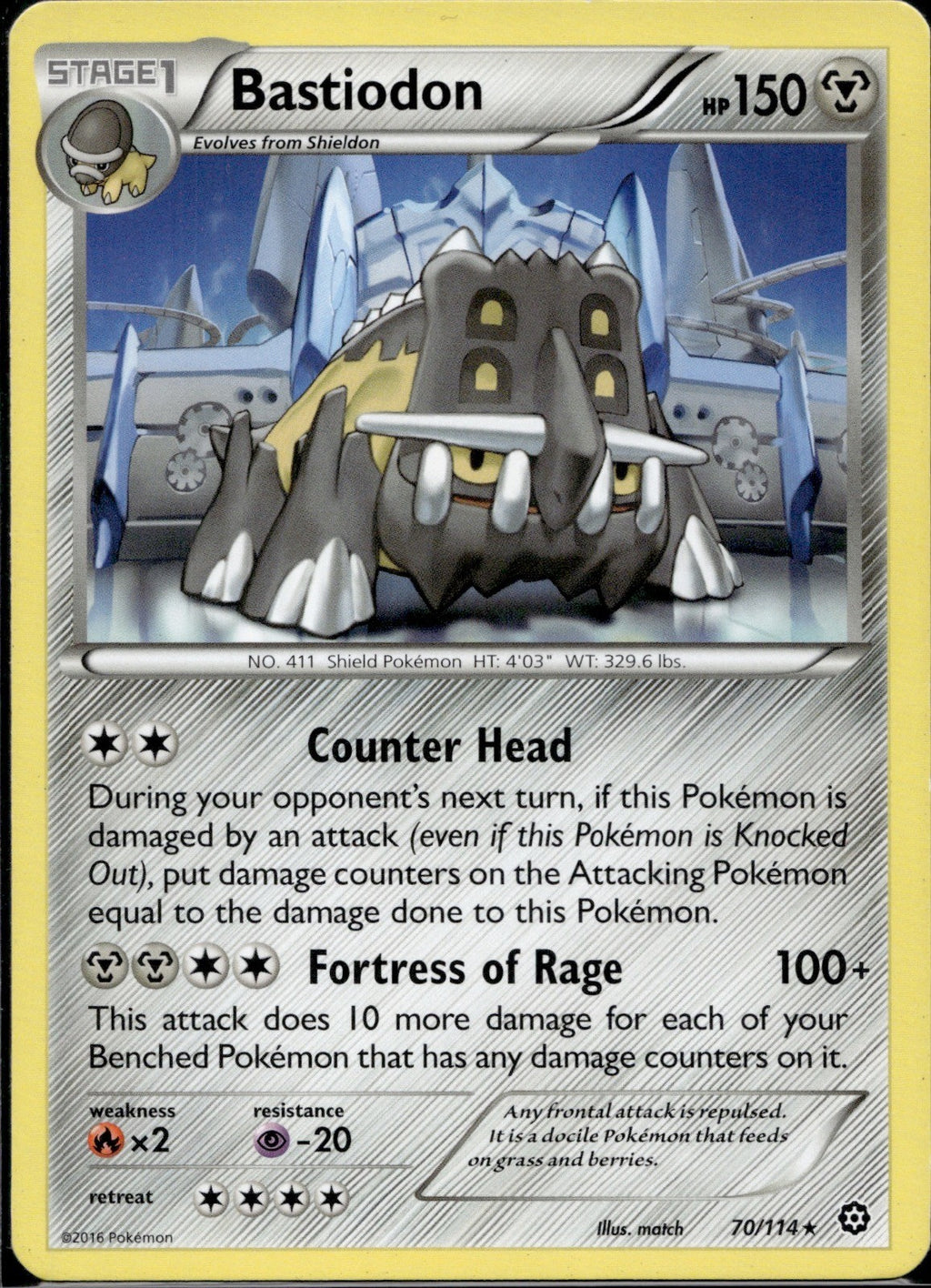 Bastiodon 70/114 STS Steam Siege Pokemon Lightly Played