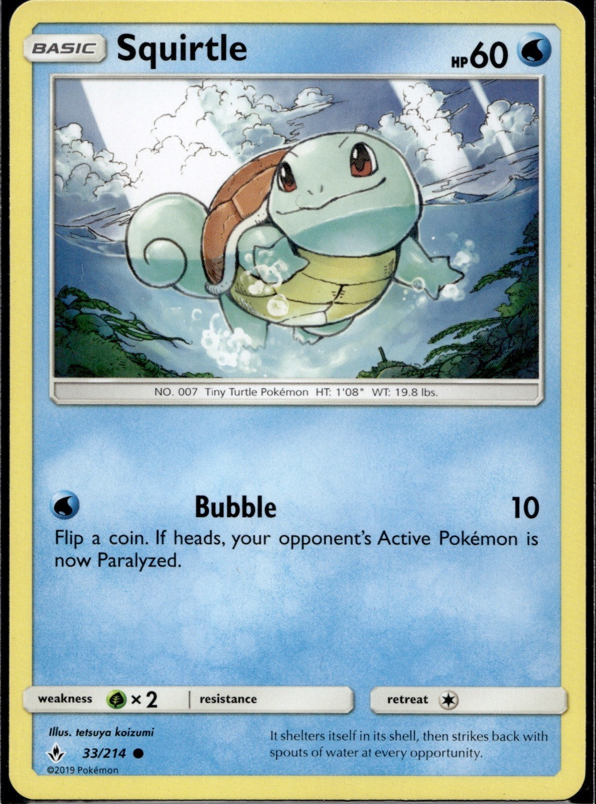Squirtle 33/214 Unbroken Bonds Pokemon Holo LP