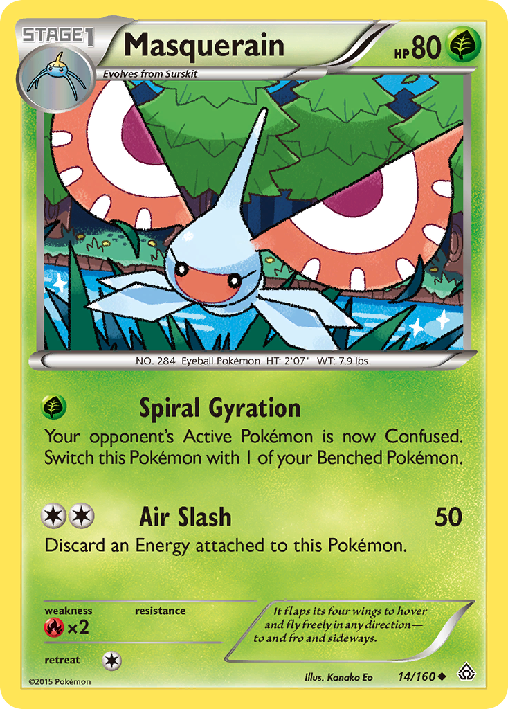 Masquerain 14/160 PRC Primal Clash Pokemon Lightly Played