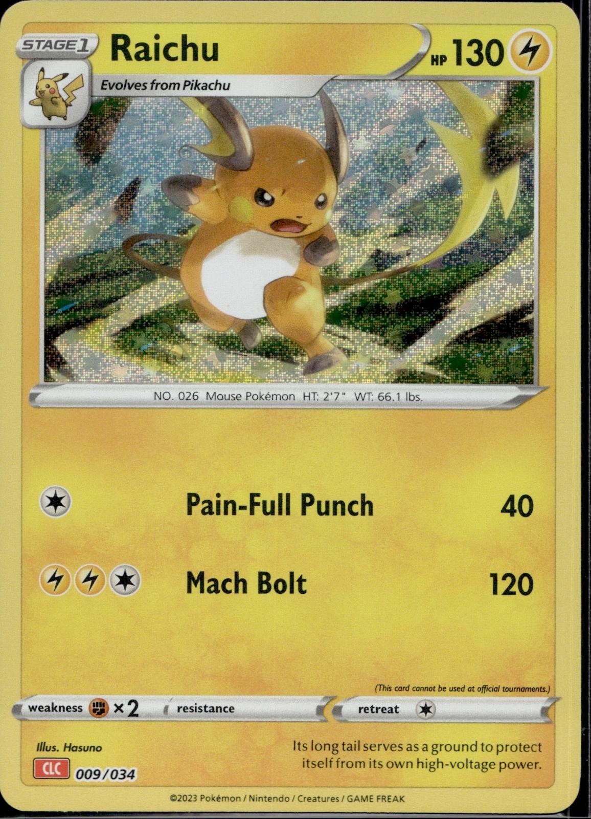 Raichu 009/034 CL Trading Card Game Classic Pokemon Holo Near Mint