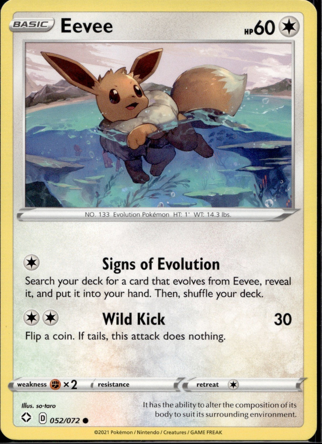 Eevee 052/072 SHF Shining Fates Pokemon Lightly Played