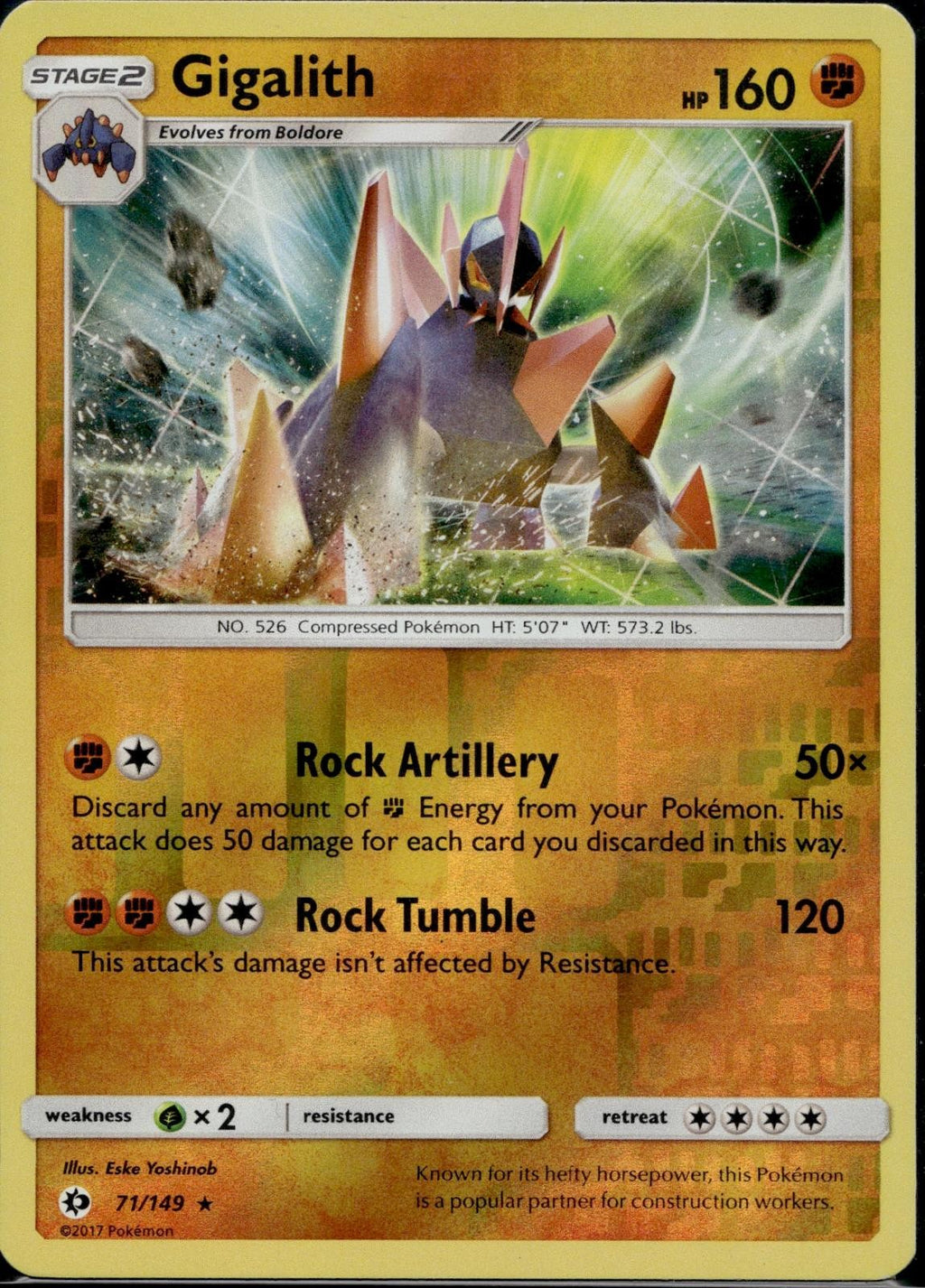 Gigalith 71/149 SM01 SM Base Set Pokemon Reverse Holo Lightly Played