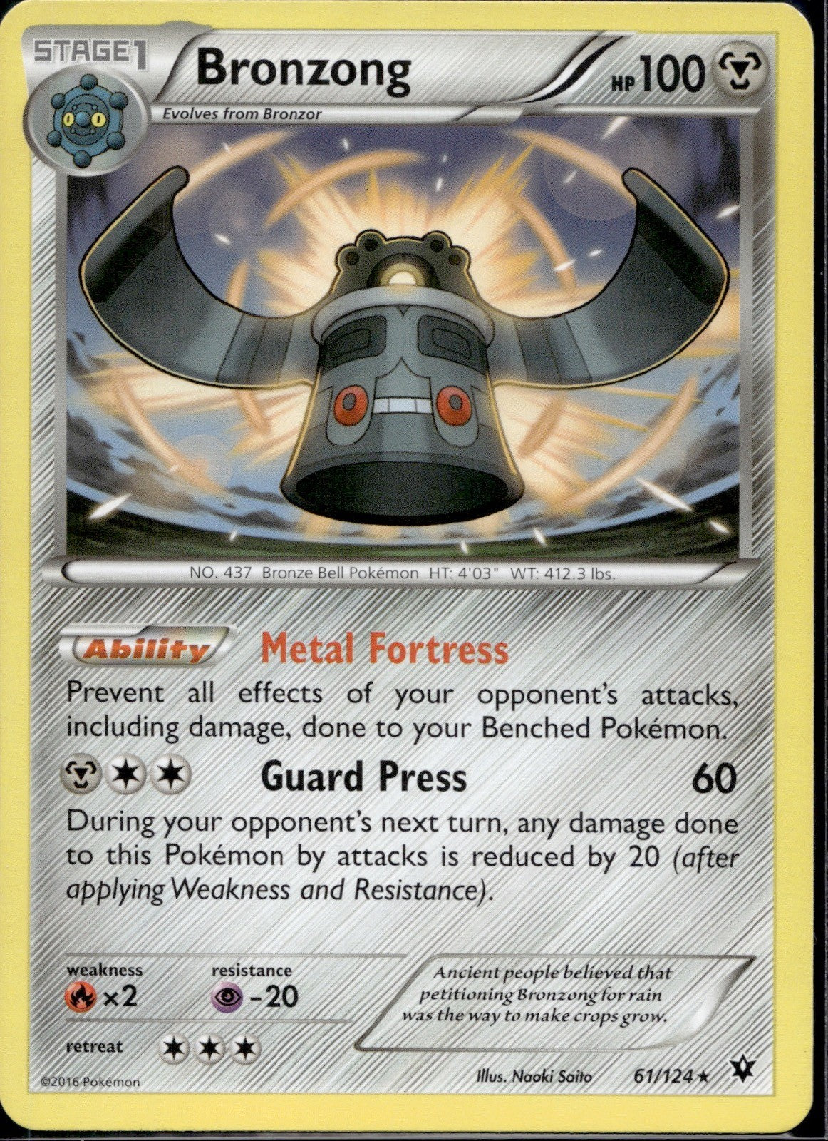 Bronzong 61/124 FCO Fates Collide Pokemon Lightly Played