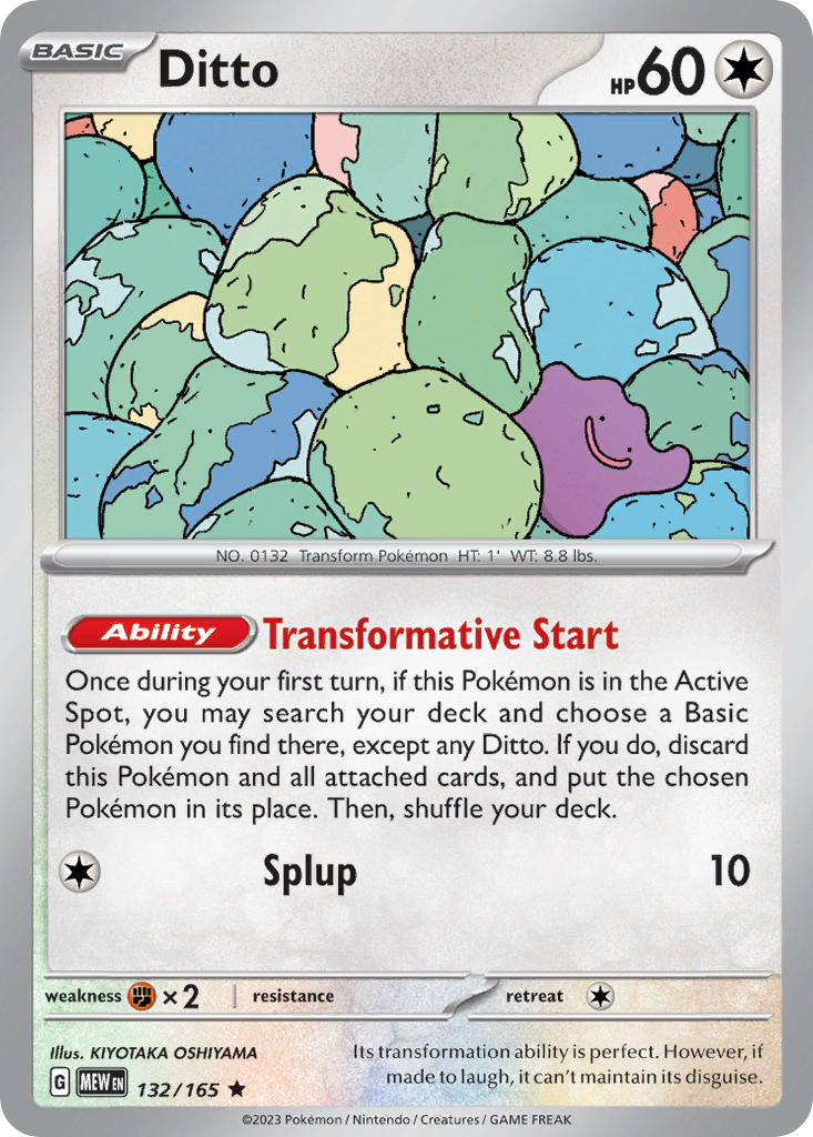 Ditto 132/165 MEW 151 Pokemon Holo Lightly Played