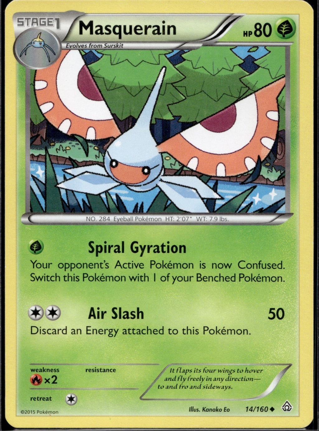 Masquerain 14/160 PRC Primal Clash Pokemon Lightly Played