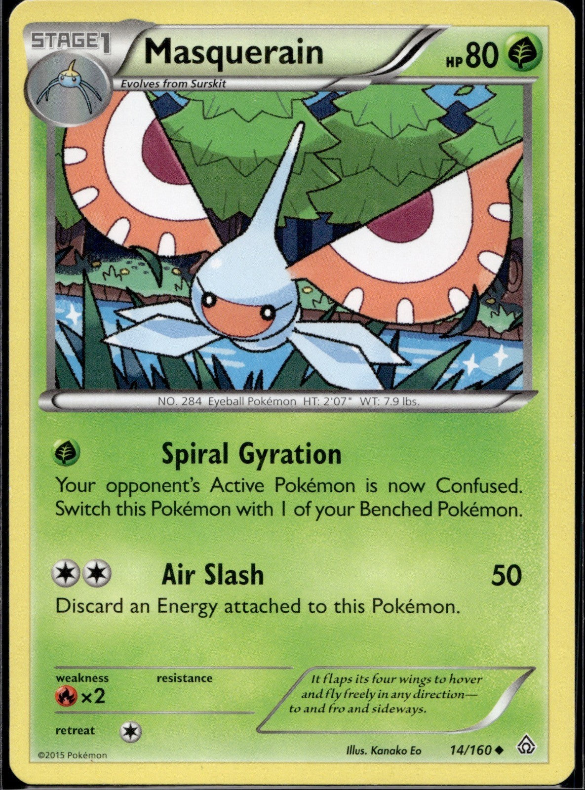 Masquerain 14/160 PRC Primal Clash Pokemon Lightly Played