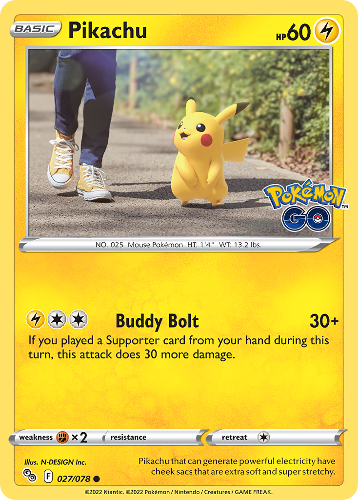 Pikachu 027/078 PGO Pokemon GO Pokemon Lightly Played
