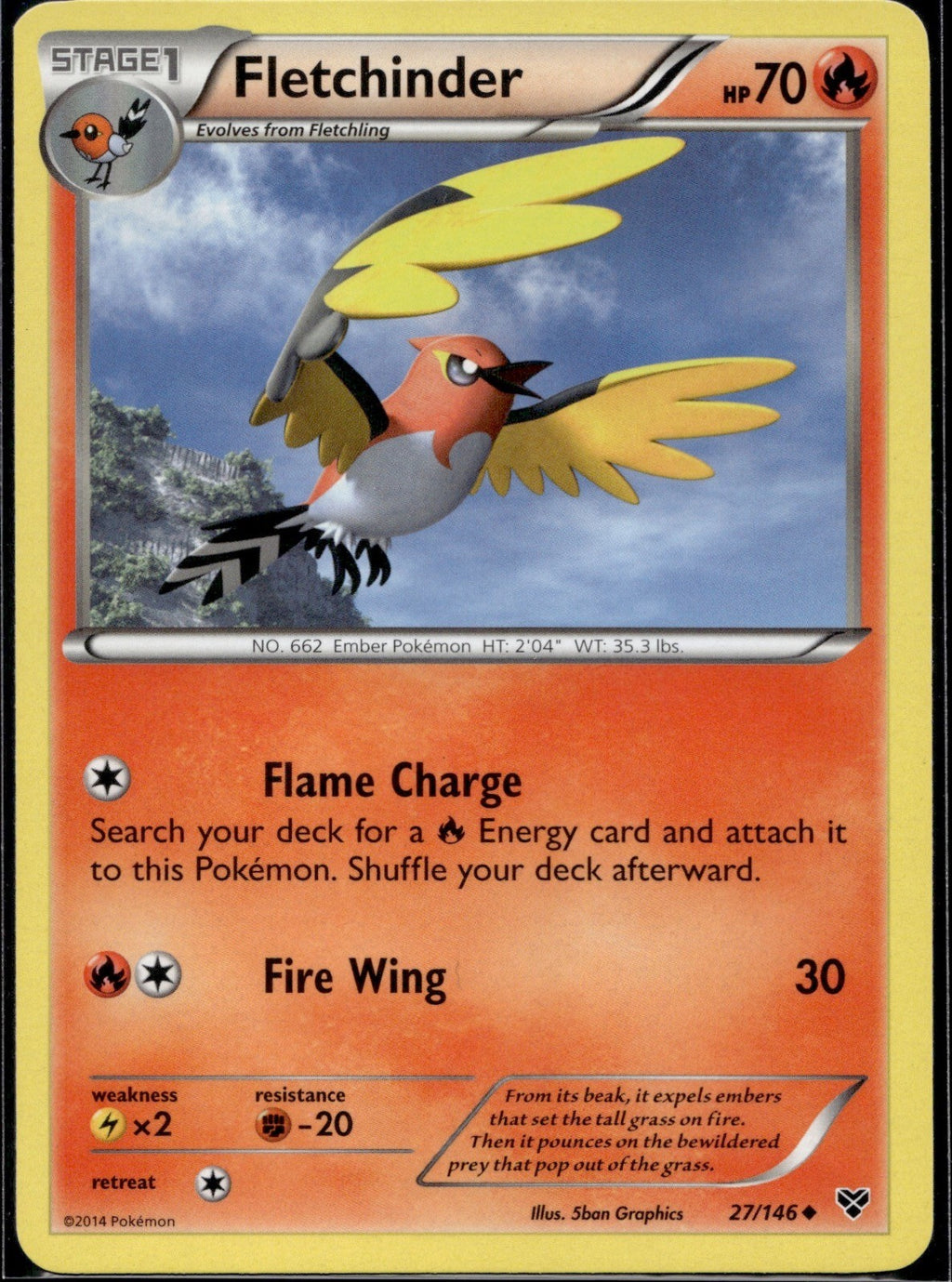 Fletchinder 27/146 XY XY Pokemon Lightly Played