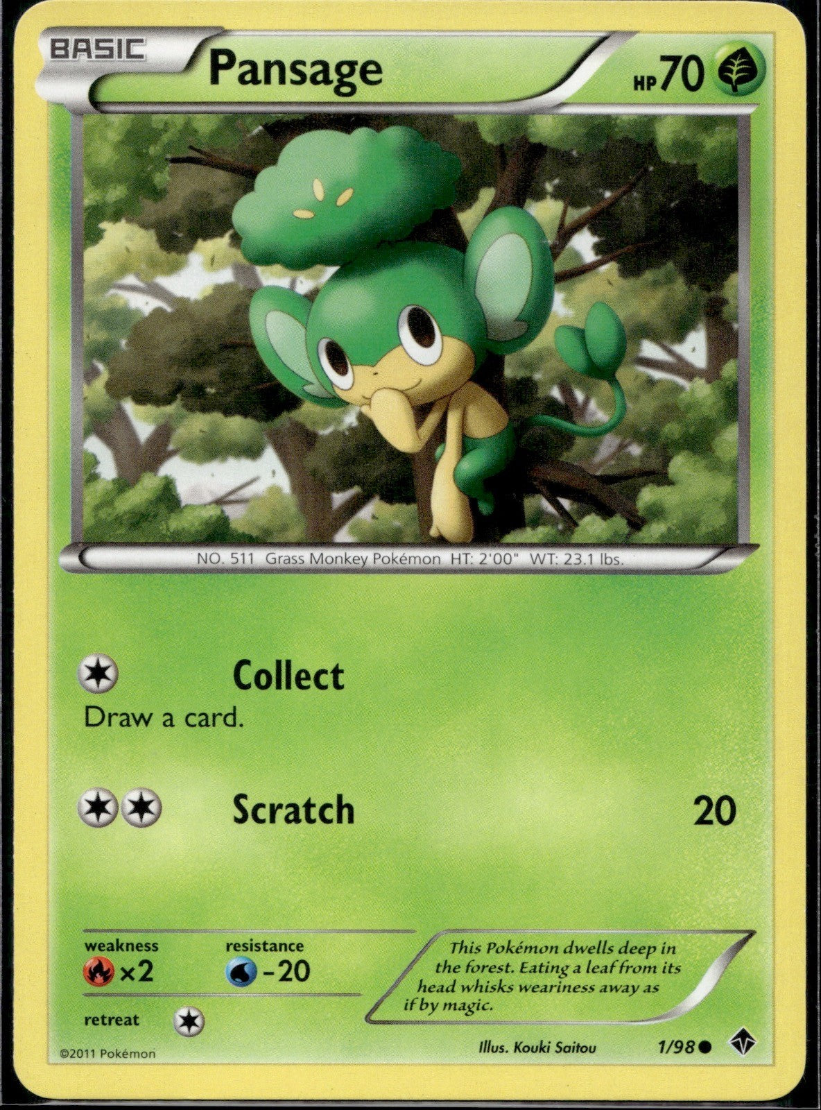 Pansage 1/98 EPO Emerging Powers Pokemon Lightly Played