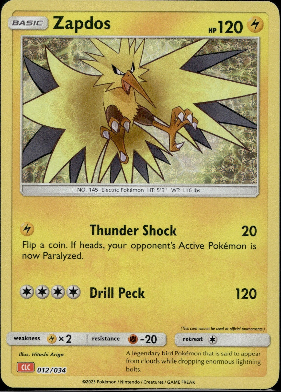 Zapdos 012/034 CL Trading Card Game Classic Pokemon Holo Near Mint