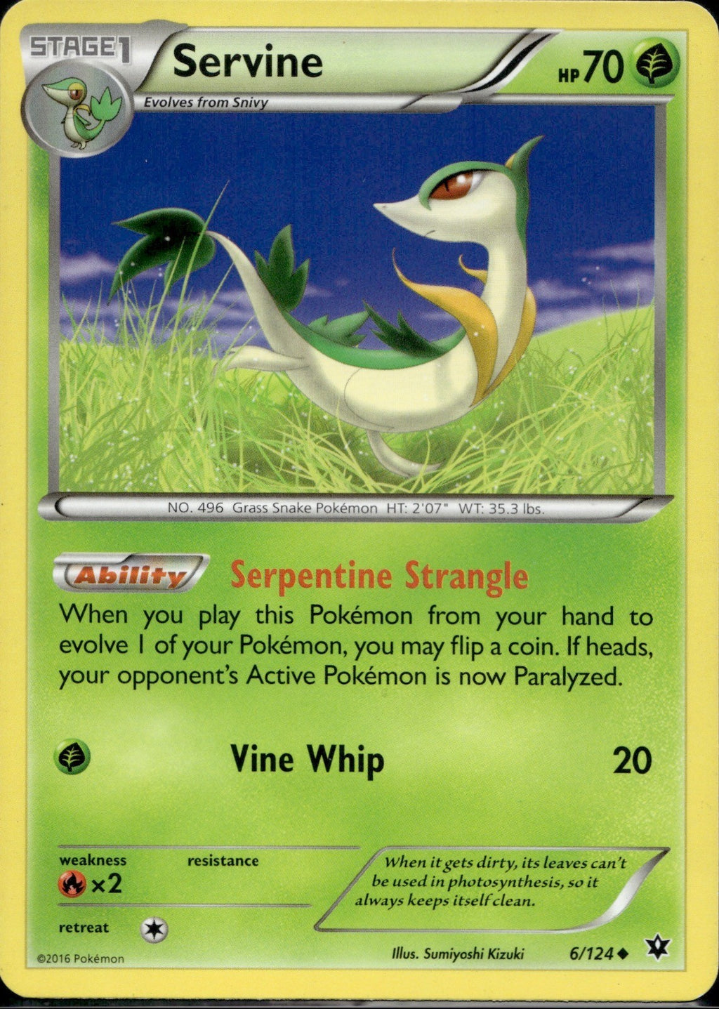 Servine 6/124 FCO Fates Collide Pokemon Lightly Played