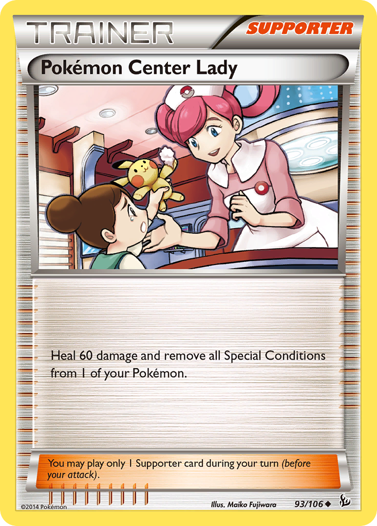 Pokemon Center Lady 93/106 FLF Flashfire Pokemon Lightly Played