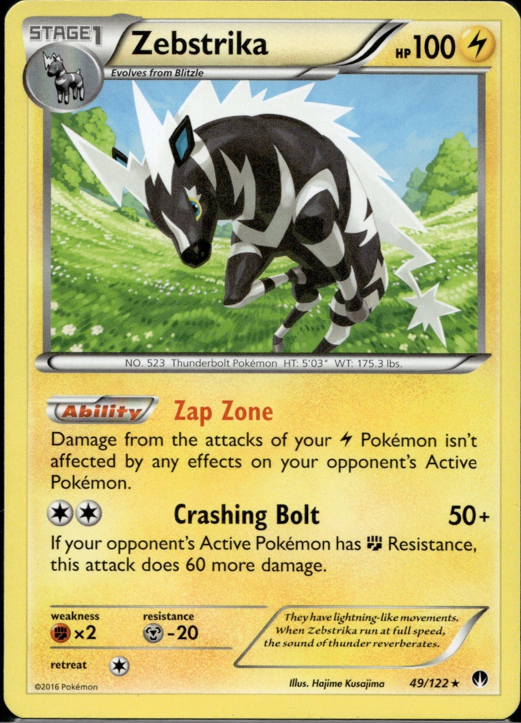 Zebstrika 49/122 BKP BREAKpoint Pokemon Lightly Played